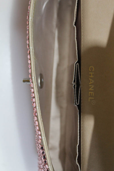 Chanel Womens Strass Chocolate Bar E/W Flap Shoulder Handbag Pink Rhinestone