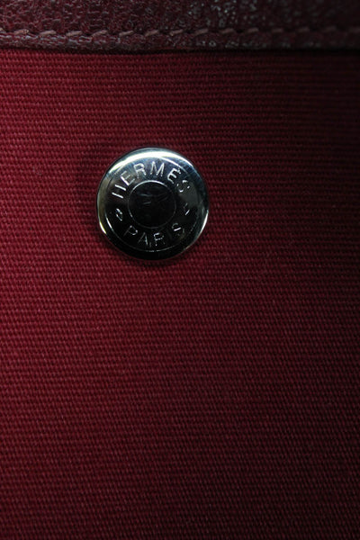 Hermes Womens Toile Canvas Garden Party 39 Weekender Tote Shoulder Handbag Red