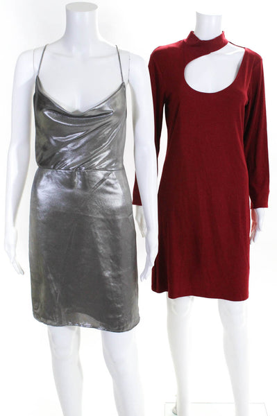 Urban Outfitters Womens Disco Lame Tie Back Slip Mini Dress Silver Size XS Lot 2