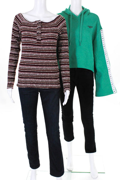 Reebok Project Social T Womens Sweatshirt Knit Top Green Red Size Medium Lot 2