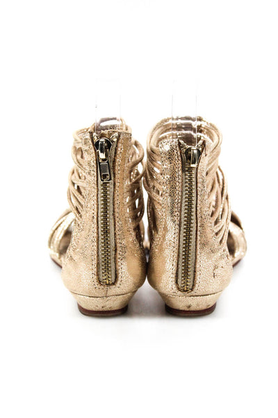 Loeffler Randall Womens Strappy Flat Sandals Metallic Bronze Size 6B