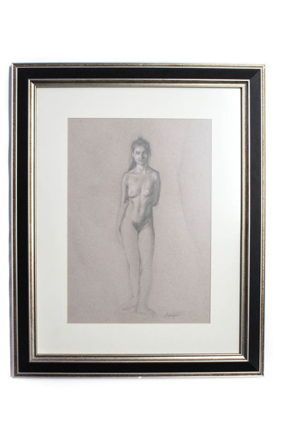 Bryan Leboeuf Girl Charcoal On Paper Framed Original Framed & Matted Art Work