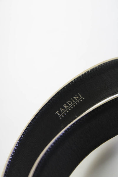 Tardini  Womens Satin Leather Skinny Belt Cream Size 30