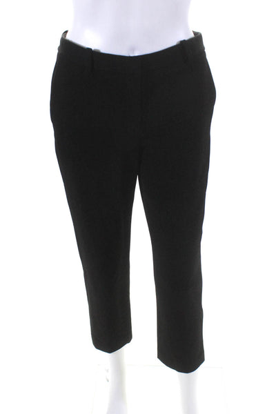 Theory Womens Zipper Fly High Rise Straight Leg Cropped Pants Black Size 0