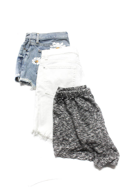 7 For All Mandkind Brandy Melville Shorts Bkue White Gray Size 27/29/OS Lot 3