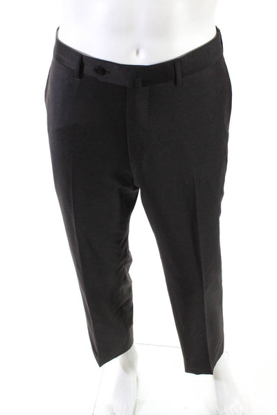 Ermenegildo Zegna Mens Wool Straight Leg Dress Brown Pants Size 6-52R