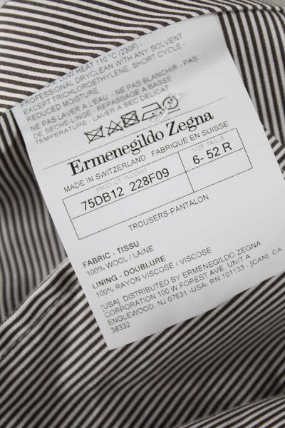 Ermenegildo Zegna Mens Wool Straight Leg Dress Brown Pants Size 6-52R