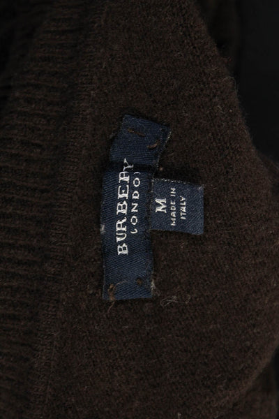 Burberry Womens Turtleneck Abstract Wool Long Sleeve Sweater Brown Size Medium