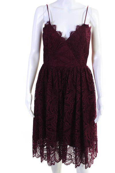 Zac Zac Posen Women's Wine Lace Camisole Empire Waist Dress Size 6