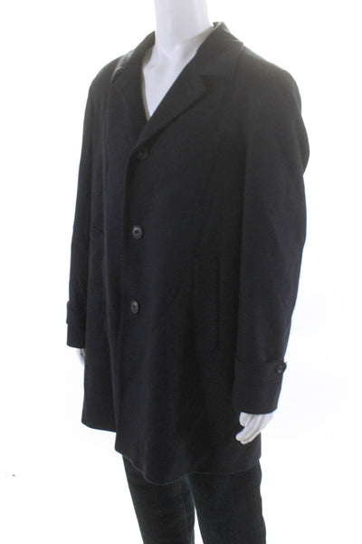 Burberry London  Mens Wool Front Pocket Navy Pea Coat Size 54