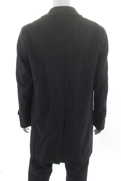 Burberry London  Mens Wool Front Pocket Navy Pea Coat Size 54