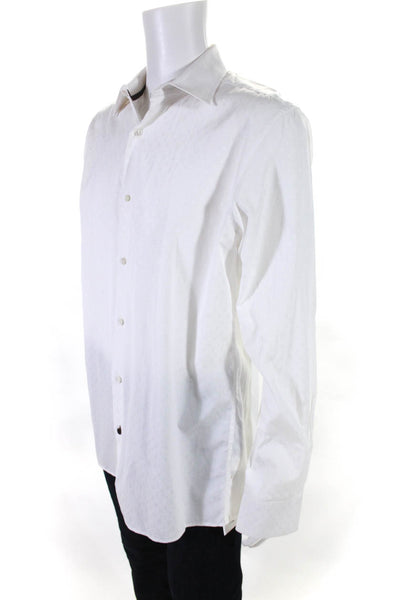 Louis Vuitton Mens Collared Button Down Logo Long Sleeve Shirt White Size 41