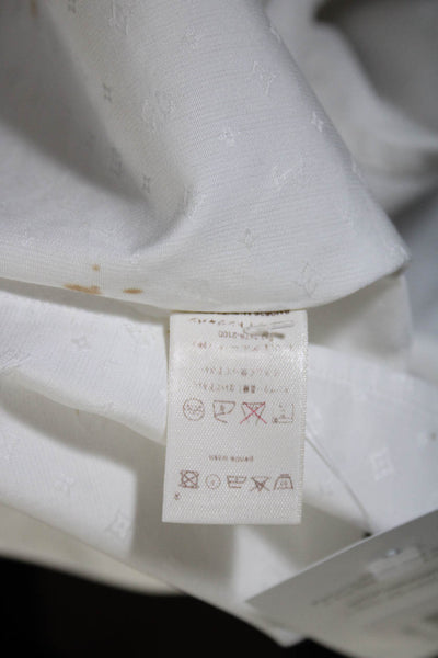 Louis Vuitton Mens Collared Button Down Logo Long Sleeve Shirt White Size 41