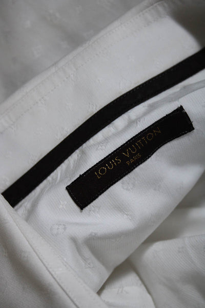 Louis Vuitton Mens Collared Button Down Logo Long Sleeve Shirt White Size 41
