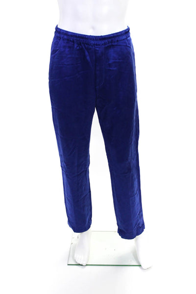 Dries Van Noten Mens Casual Stretch Waist Silk Pants Blue Size 48