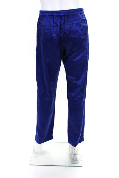 Dries Van Noten Mens Casual Stretch Waist Silk Pants Blue Size 48