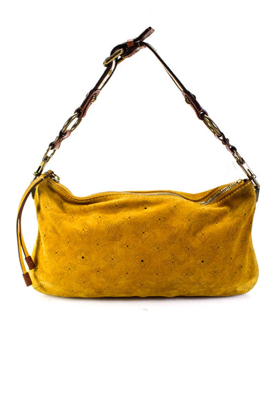 Louis Vuitton Womens Suede Onatah MM Shoulder Handbag Yellow