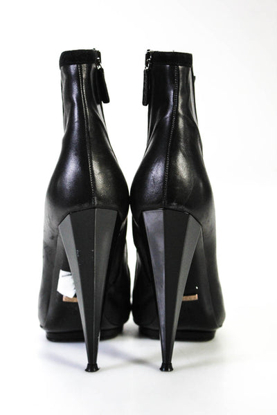 Gucci Womens Side Zip High Heel Strappy Booties Black Leather Size 40