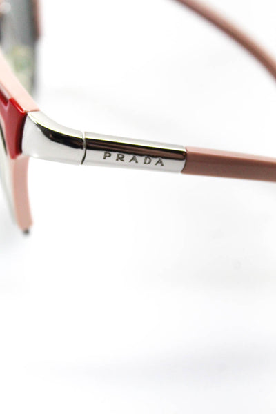 Prada Womens Plastic & Metal Pink Silver Tone Round Sunglasses 140mm