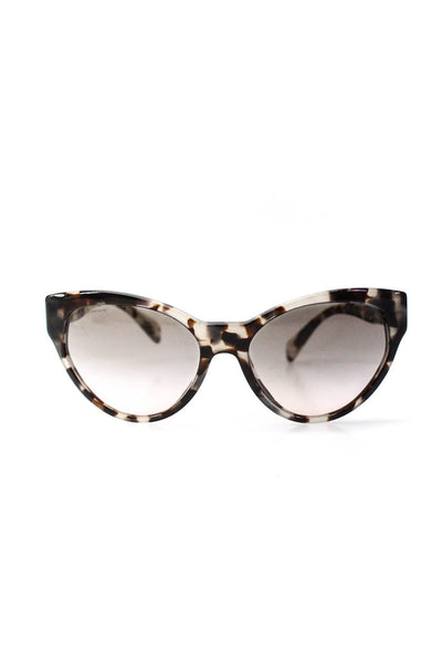 Prada Womens SPR 08S Round Sunglasses Gray Brown Clear Plastic