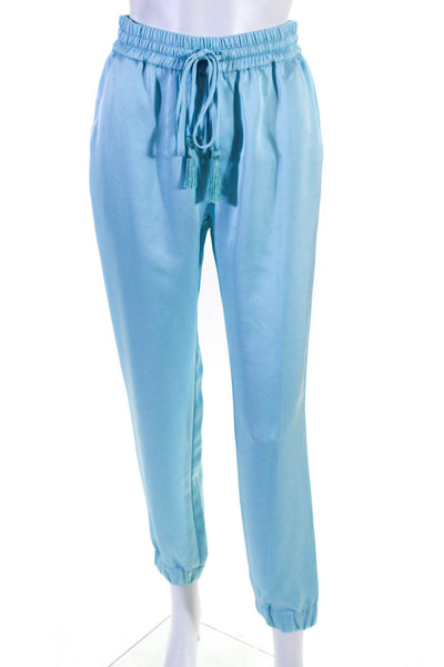 Badgley Mischka Womens Satin Sweatpants Sky Blue Size S