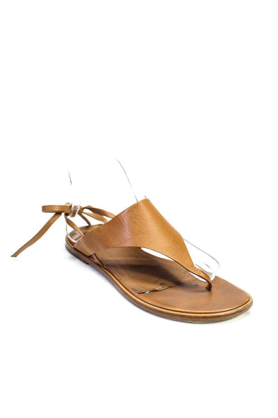 Vince Womens Lace Up Leather Thong Sandals Brown Size 37 7