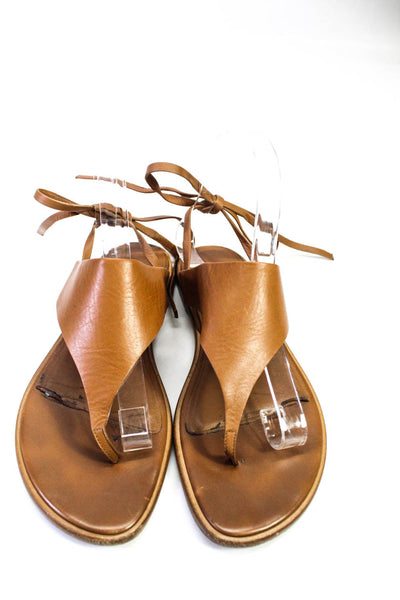 Vince Womens Lace Up Leather Thong Sandals Brown Size 37 7