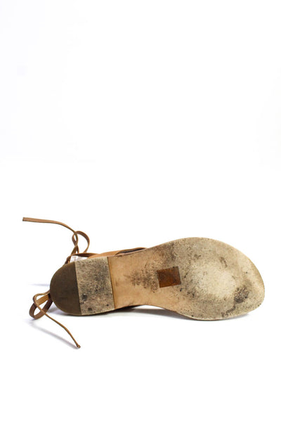 Vince Womens Lace Up Leather Thong Sandals Brown Size 37 7