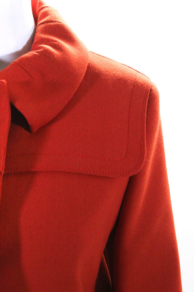 Chloe Womens Button Front Collared Wool Jacket Tomato Red Size FR 38