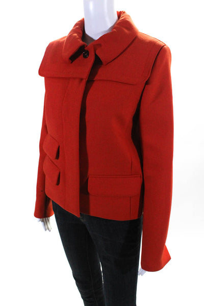 Chloe Womens Button Front Collared Wool Jacket Tomato Red Size FR 38