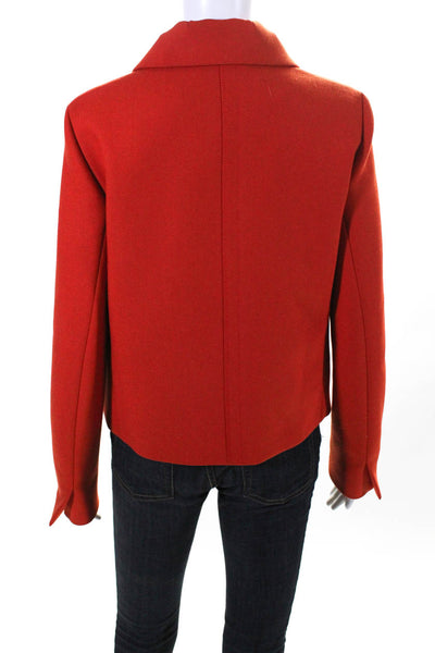 Chloe Womens Button Front Collared Wool Jacket Tomato Red Size FR 38