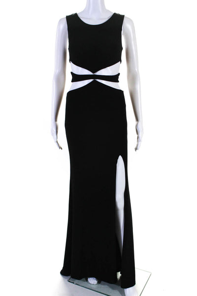 Way In Womens Back Zip Sleeveless Cut Out Maxi Dress Black Size Small