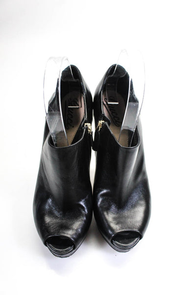 Gucci Womens Peep Toe Platform Stiletto Ankle Booties Black Size 38 8