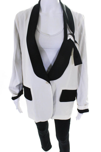 MM6 Maison Margiela Womens Woven Satin Shawl Collar Blazer White Size 42