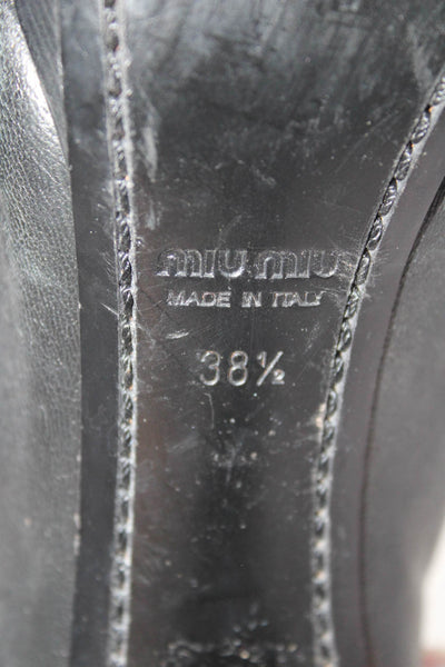 Miu Miu Womens Leather Peep Toe Lace Up Ankle Boot Pumps Black Size 38.5 8.5