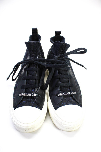 Christian Dior Womens Monogrammed Lace Up High Top Sneakers Black Size 36