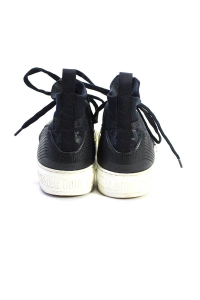 Christian Dior Womens Monogrammed Lace Up High Top Sneakers Black Size 36