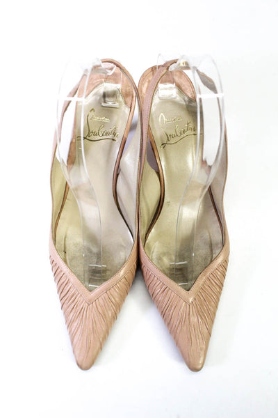 Christian Louboutin Womens Pointed Toe Leather Slingback Pumps Pink Size 39