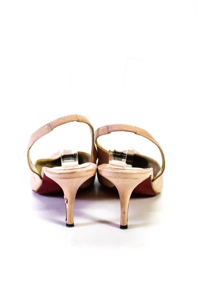Christian Louboutin Womens Pointed Toe Leather Slingback Pumps Pink Size 39
