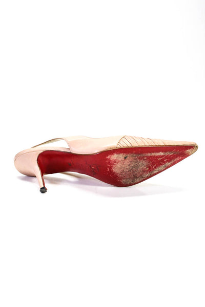 Christian Louboutin Womens Pointed Toe Leather Slingback Pumps Pink Size 39