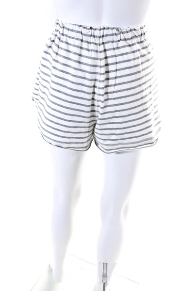 Sundays Womens Elastic Drawstring Striped Casual Shorts White Size 3