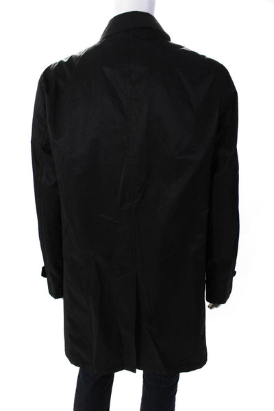 Lauren Ralph Lauren Mens Button Down Trench Coat Black Cotton Size 42 Long