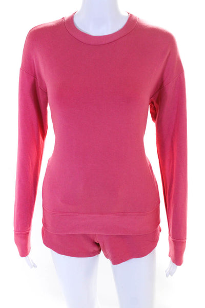Stateside Womens High Waist Shorts Crew Neck Sweater Set Pink Size Extra Small