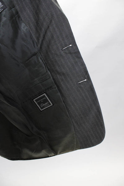 Christian Dior Mens Striped Two Button Blazer Jacket Gray Wool Size 40 Long