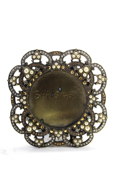 Jay Strongwater Rhinestone Filigree Circular Round Photo Picture Frame