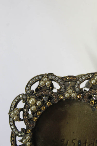 Jay Strongwater Rhinestone Filigree Circular Round Photo Picture Frame