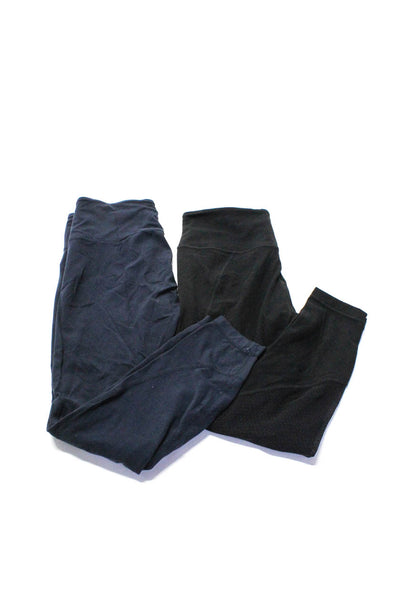 Athleta Womens High Rise Mesh Trim Leggings Black Navy Blue Medium Lot 2