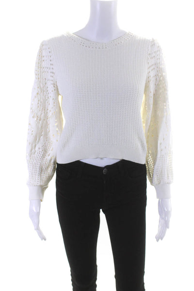 A.L.C. Women's Cuff Long Sleeve Knit Sweater Top White Size Medium