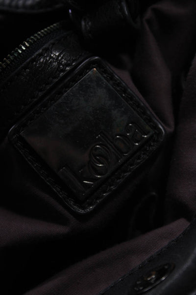 Kooba Womens Leather Zip Front Shoulder Bag Handbag Metallic Blue Black