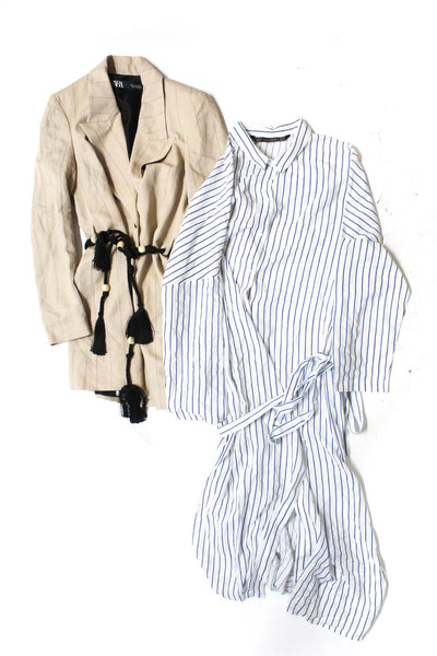 2 Zara Womens Jackets White Size M, Beige Size S Lot 2